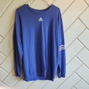 Adidas Blue Crewneck Sweater with Signature Stripes